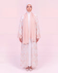Ayla Floral Abaya in Rosa – 3-teiliges Abaya Set mit floraler Stickerei