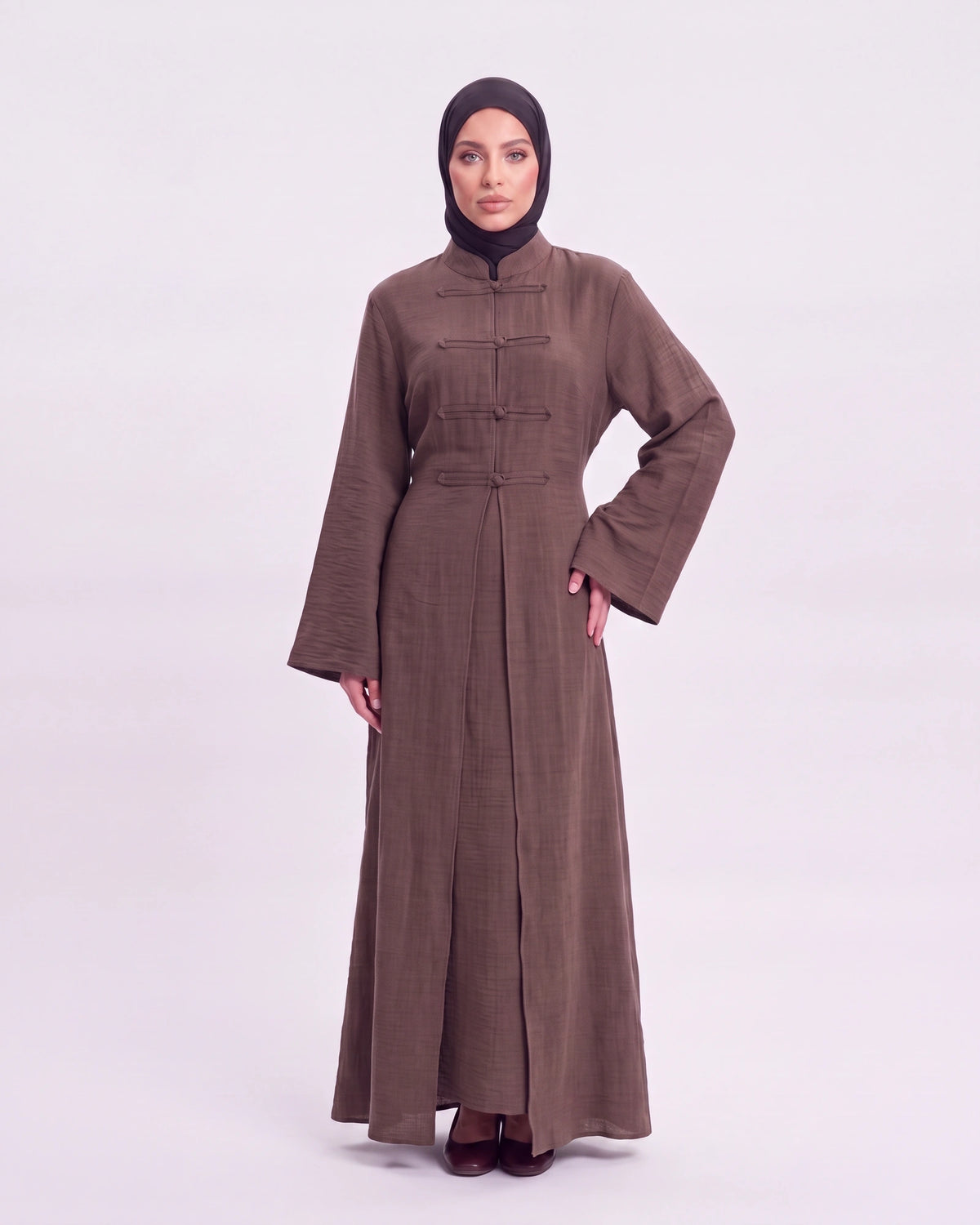 Ayla Textured Abaya Set in Mocha – 2-teiliges Set mit strukturierter Abaya
