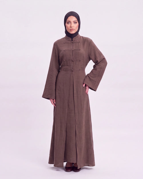Ayla Textured Abaya Set in Mocha – 2-teiliges Set mit strukturierter Abaya