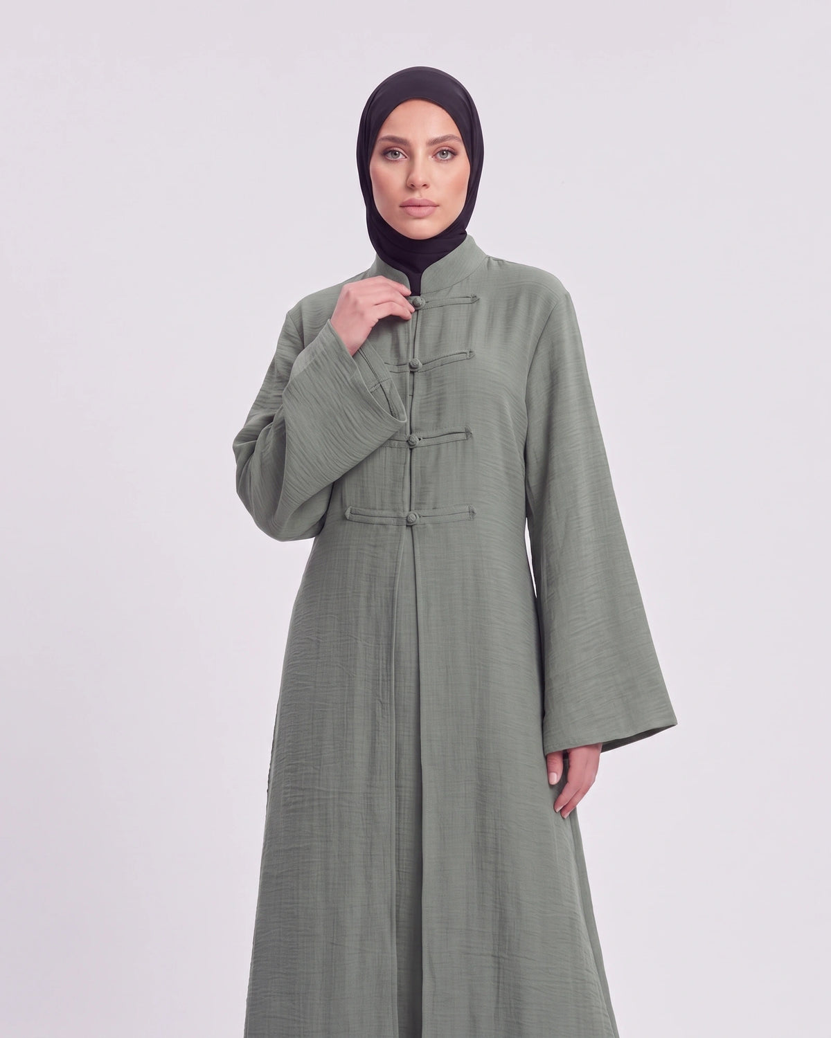 Ayla Textured Abaya Set in Grün – 2-teiliges Set mit feiner Stoffstruktur