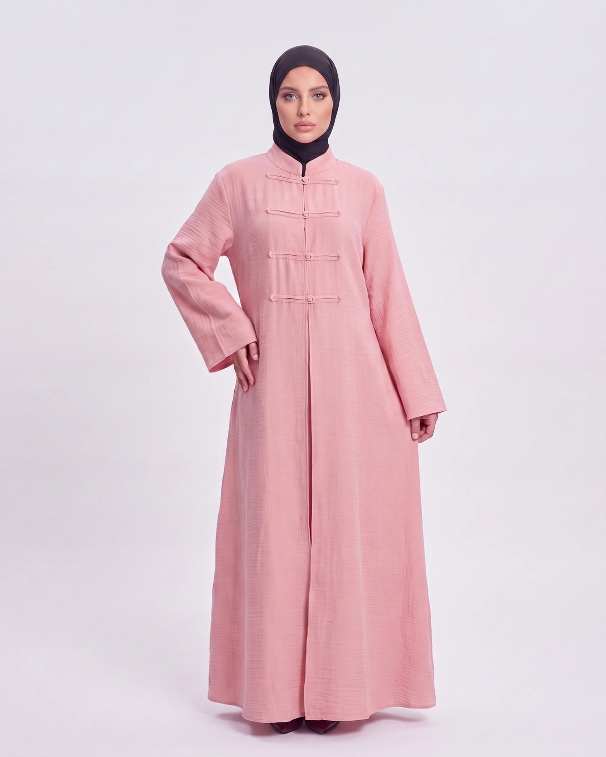 Ayla Textured Abaya Set in Rosa – 2-teiliges Abaya Set mit strukturierter Optik
