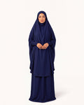 Huda Khimar Prayer Set in Blau – zweiteiliges Gebetsset mit langem Khimar und Rock