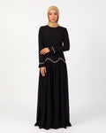 Layla Crystal Dress in Schwarz – langes festliches Kleid mit Kristalldetails