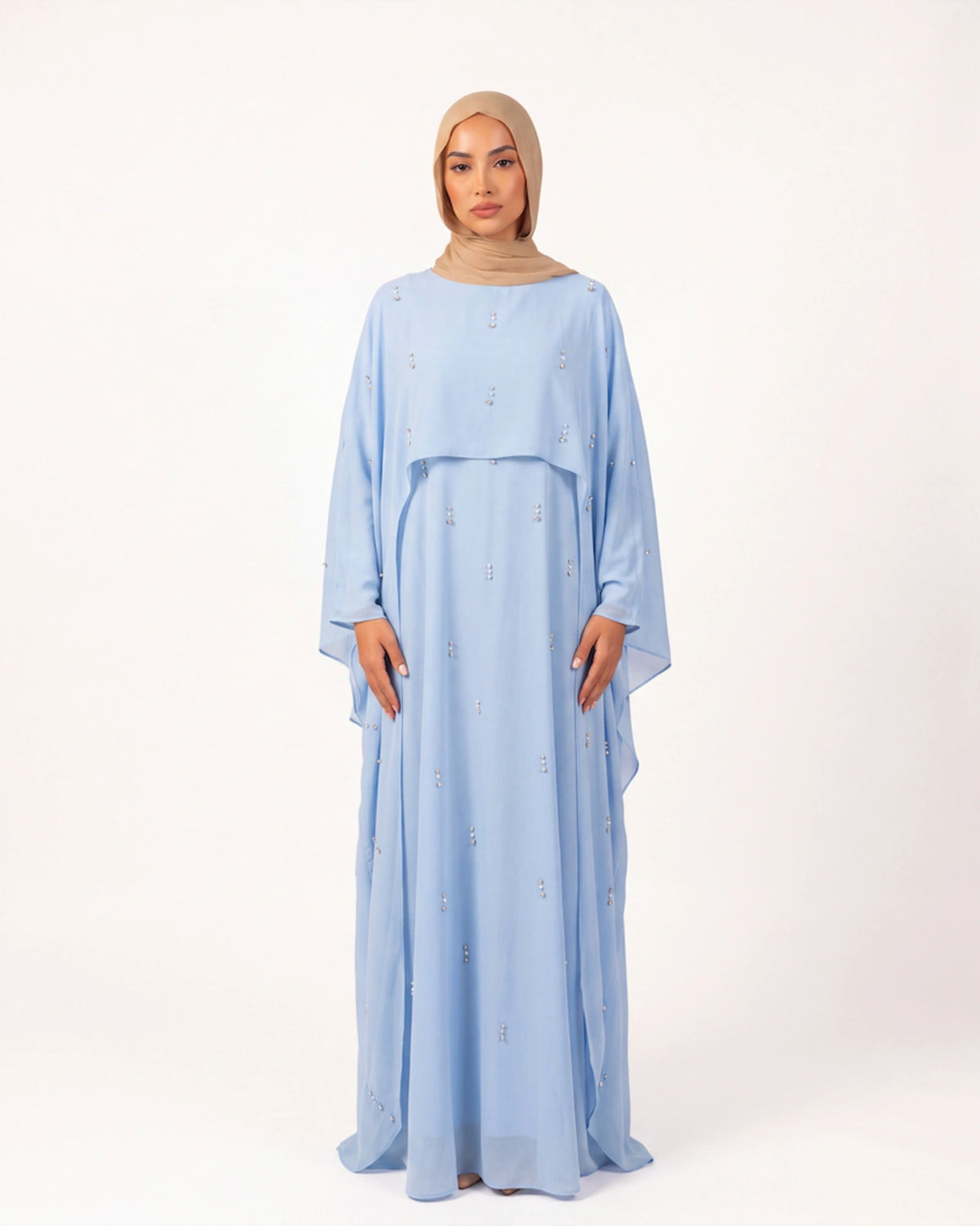 Layla Pearl Set in Blau – zweiteiliges Abaya Set mit dezenten Perlendetails