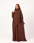 Safiya Khimar Abaya in Braun – weite Abaya mit langem Khimar für ein bedeckendes Outfit