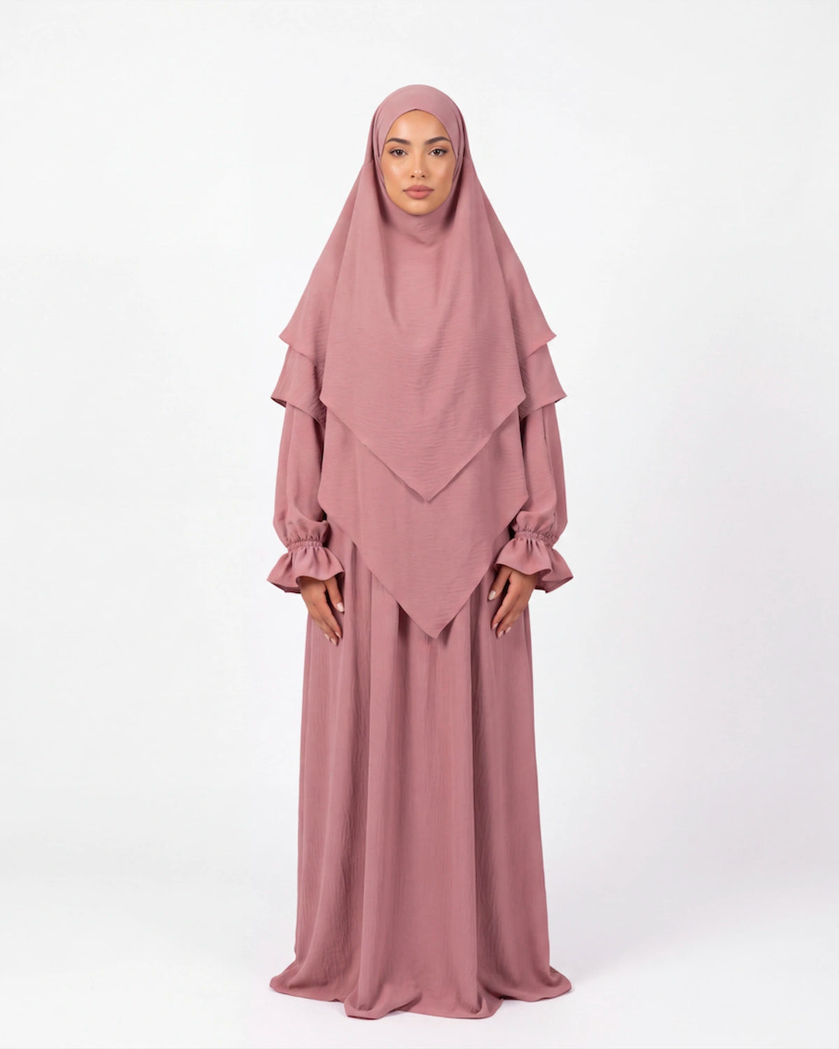 Safiya Khimar Abaya in Rosa – lange Abaya mit passendem Khimar