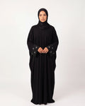 Soraya Beaded Abaya in Schwarz – weite Abaya mit funkelnden Details an den Ärmeln