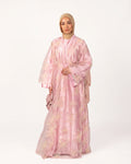 Zahra Bloom Abaya in Rosa – festliche Abaya mit transparenter floraler Stickerei
